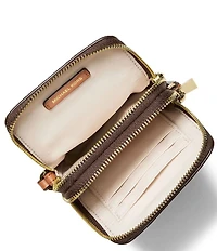 Michael Kors Jet Set North South Signature Lux Double Zip Phone Crossbody Bag