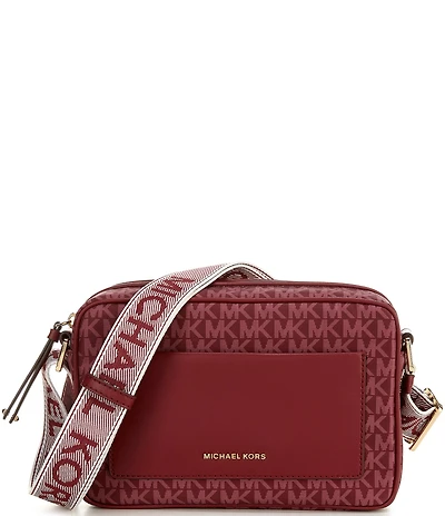 Michael Kors Jet Set Nylon Signature Logo Large E/W Contrast Trim Crossbody Bag