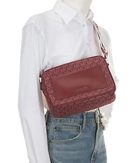 Michael Kors Jet Set Nylon Signature Logo Large E/W Contrast Trim Crossbody Bag