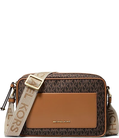 Michael Kors Jet Set Nylon Signature Logo Large E/W Contrast Trim Crossbody Bag