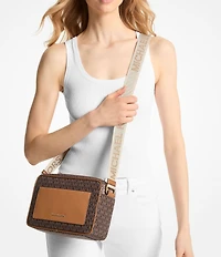 Michael Kors Jet Set Nylon Signature Logo Large E/W Contrast Trim Crossbody Bag