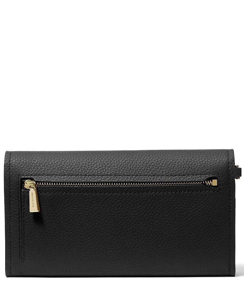 Michael Kors Jet Set Pebbled Leather Medium Flap Double Zip Wristlet