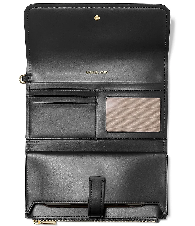 Michael Kors Jet Set Pebbled Leather Medium Flap Double Zip Wristlet