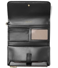 Michael Kors Jet Set Pebbled Leather Medium Flap Double Zip Wristlet