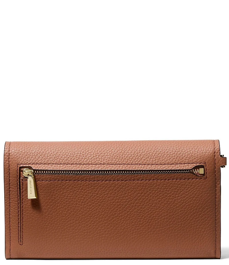 Michael Kors Jet Set Pebbled Leather Medium Flap Double Zip Wristlet