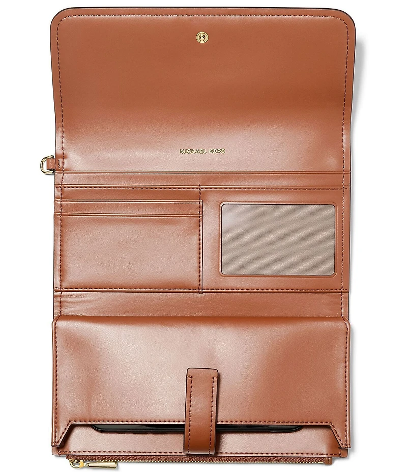 Michael Kors Jet Set Pebbled Leather Medium Flap Double Zip Wristlet