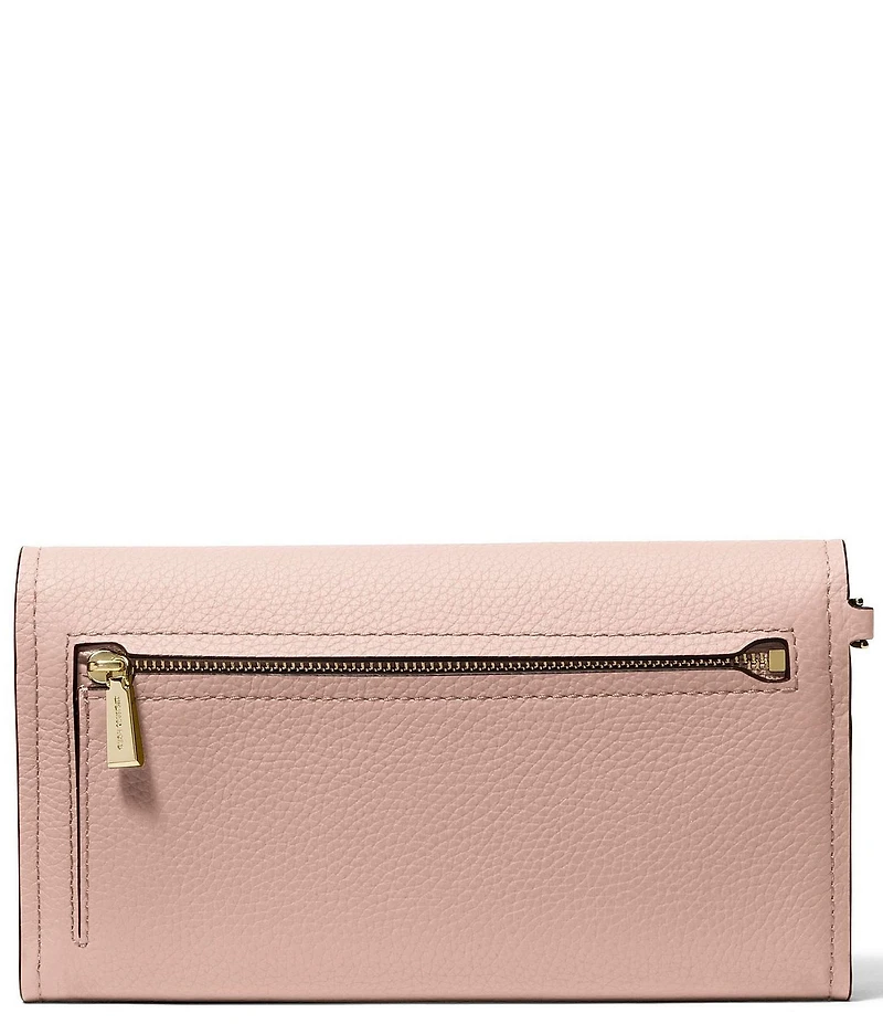 Michael Kors Jet Set Pebbled Leather Medium Flap Double Zip Wristlet