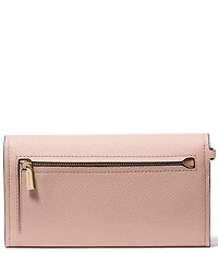 Michael Kors Jet Set Pebbled Leather Medium Flap Double Zip Wristlet