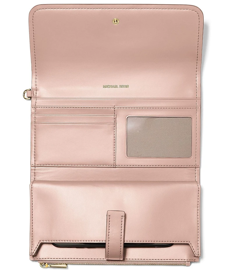 Michael Kors Jet Set Pebbled Leather Medium Flap Double Zip Wristlet