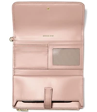 Michael Kors Jet Set Pebbled Leather Medium Flap Double Zip Wristlet