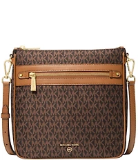 Michael Kors Jet Set Signature Logo Charm Large North South Nylon Contrast Trim Crossbody Bag