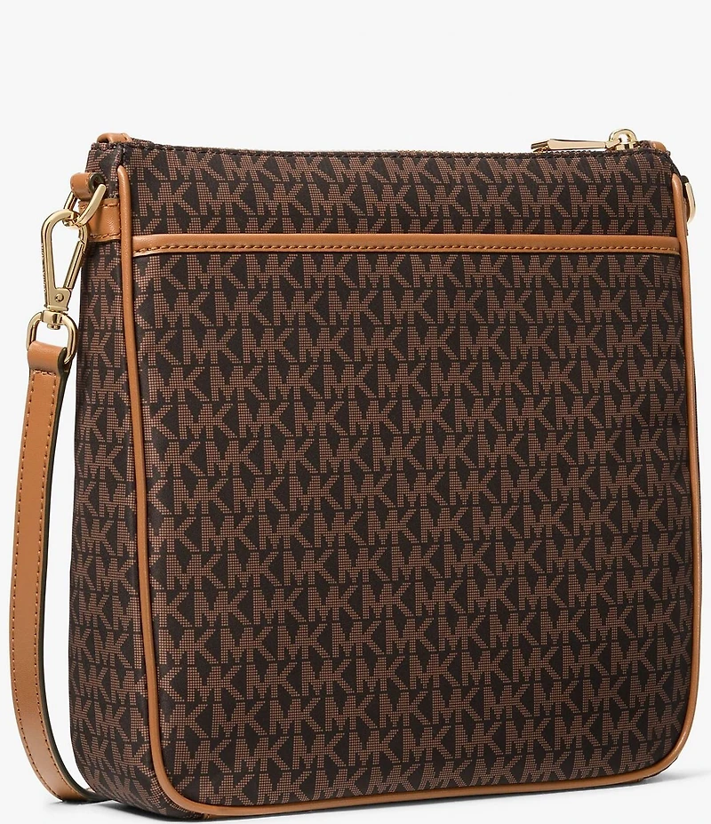 Michael Kors Jet Set Signature Logo Charm Large North South Nylon Contrast Trim Crossbody Bag