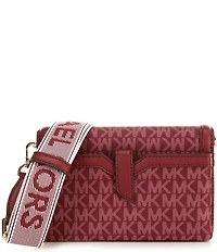 Michael Kors Nylon Jet Set Small Logo Print Smartphone Contrast Trim Crossbody Bag