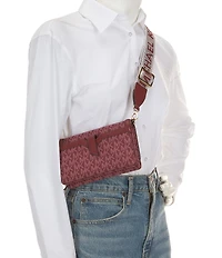 Michael Kors Nylon Jet Set Small Logo Print Smartphone Contrast Trim Crossbody Bag
