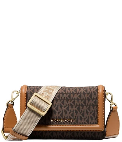 Michael Kors Nylon Jet Set Small Logo Print Smartphone Contrast Trim Crossbody Bag