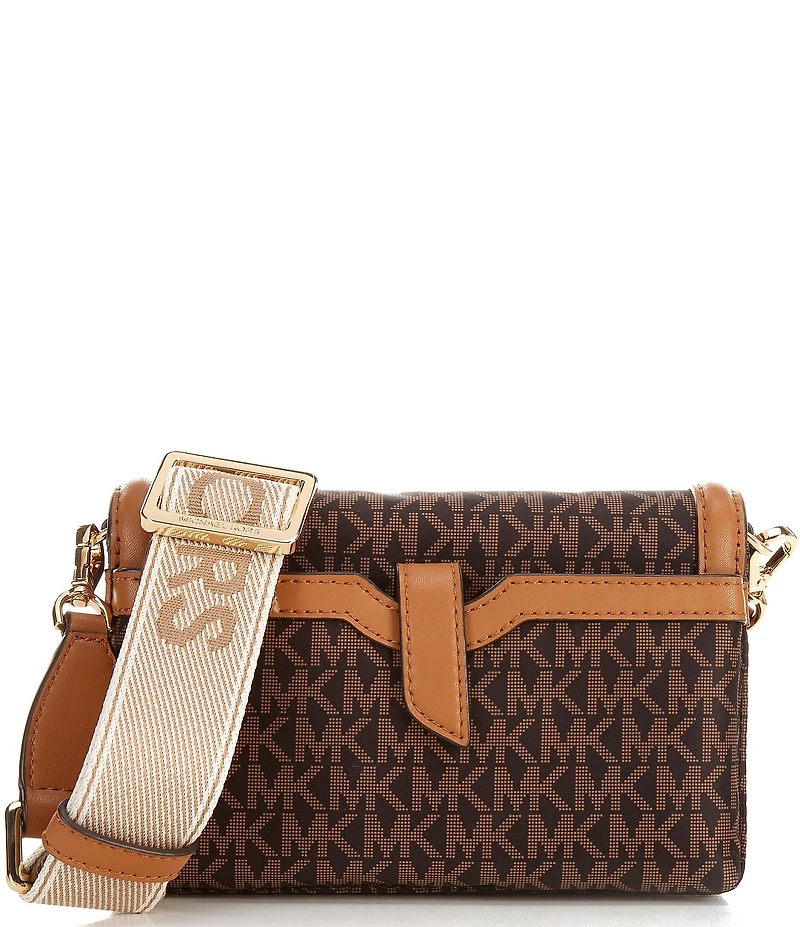 Michael Kors Nylon Jet Set Small Logo Print Smartphone Contrast Trim Crossbody Bag