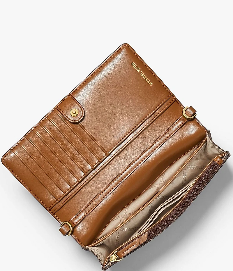 Michael Kors Nylon Jet Set Small Logo Print Smartphone Contrast Trim Crossbody Bag