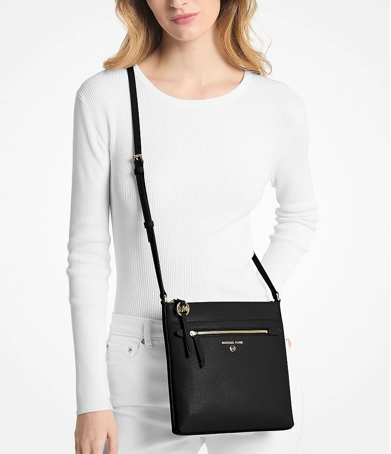 Michael Kors Jet Set Small Pebbled Leather Flat Crossbody Bag
