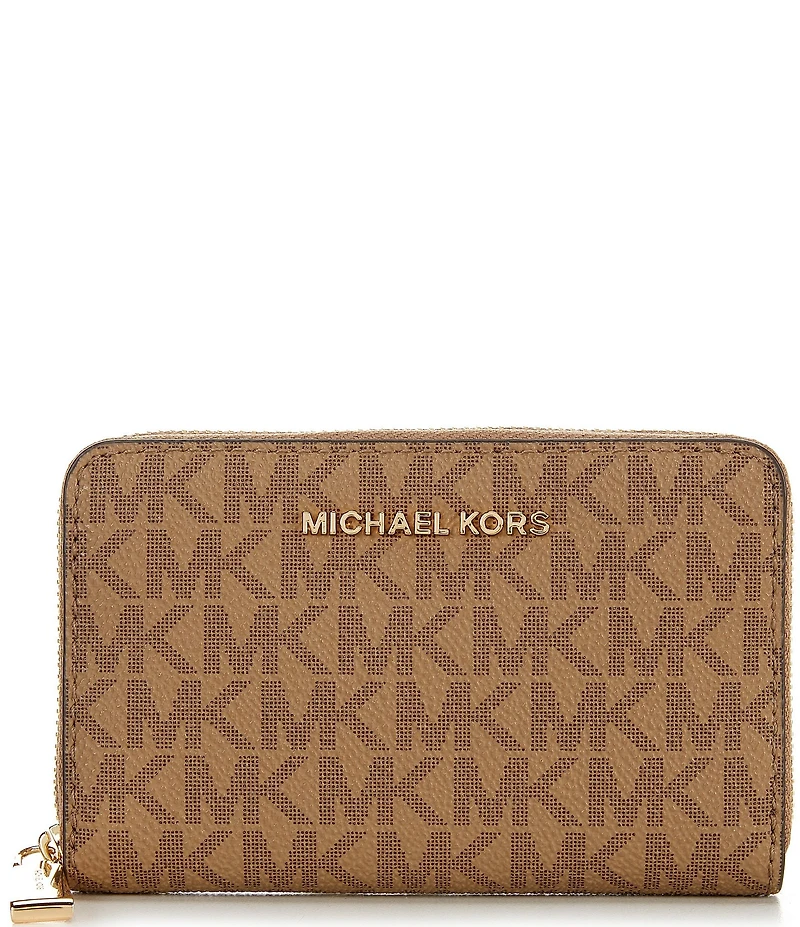 Michael Kors Jet Set Small Signature Logo Semi Lux Zip Around Card Case