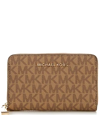 Michael Kors Jet Set Small Signature Logo Semi Lux Zip Around Card Case