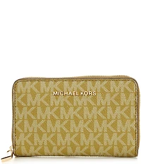 Michael Kors Jet Set Small Signature Logo Semi Lux Zip Around Card Case