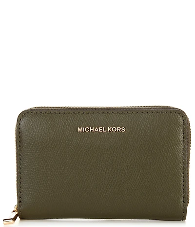 Michael Kors Jet Set Small Zip Around Gold-Tone Hardware Card Case