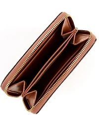 Michael Kors Jet Set Small Zip Around Gold Tone Pebble Leather Card Case Wallet