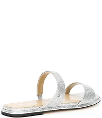 Michael Kors Jiada Glitter Leather Slide Sandals