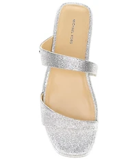 Michael Kors Jiada Glitter Leather Slide Sandals