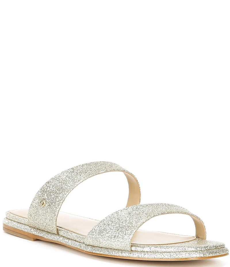 Michael Kors Jiada Glitter Leather Slide Sandals