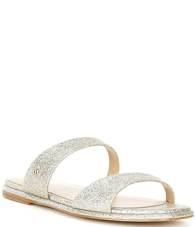 Michael Kors Jiada Glitter Leather Slide Sandals