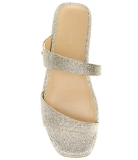 Michael Kors Jiada Glitter Leather Slide Sandals