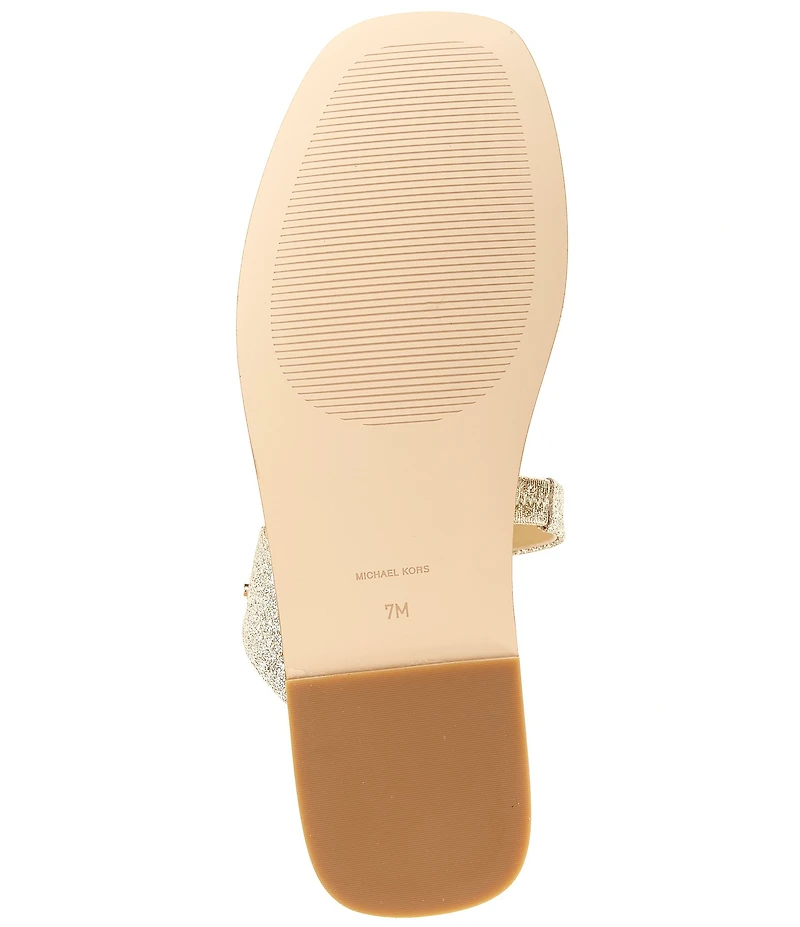 Michael Kors Jiada Glitter Leather Slide Sandals