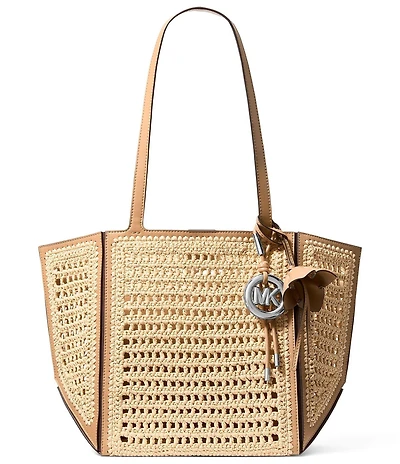 Michael Kors Jordi Resort Medium Convertible Cinched Straw Tote Bag