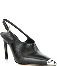 Michael Kors Kasia Crushed Leather Cap Toe Slingback Pumps