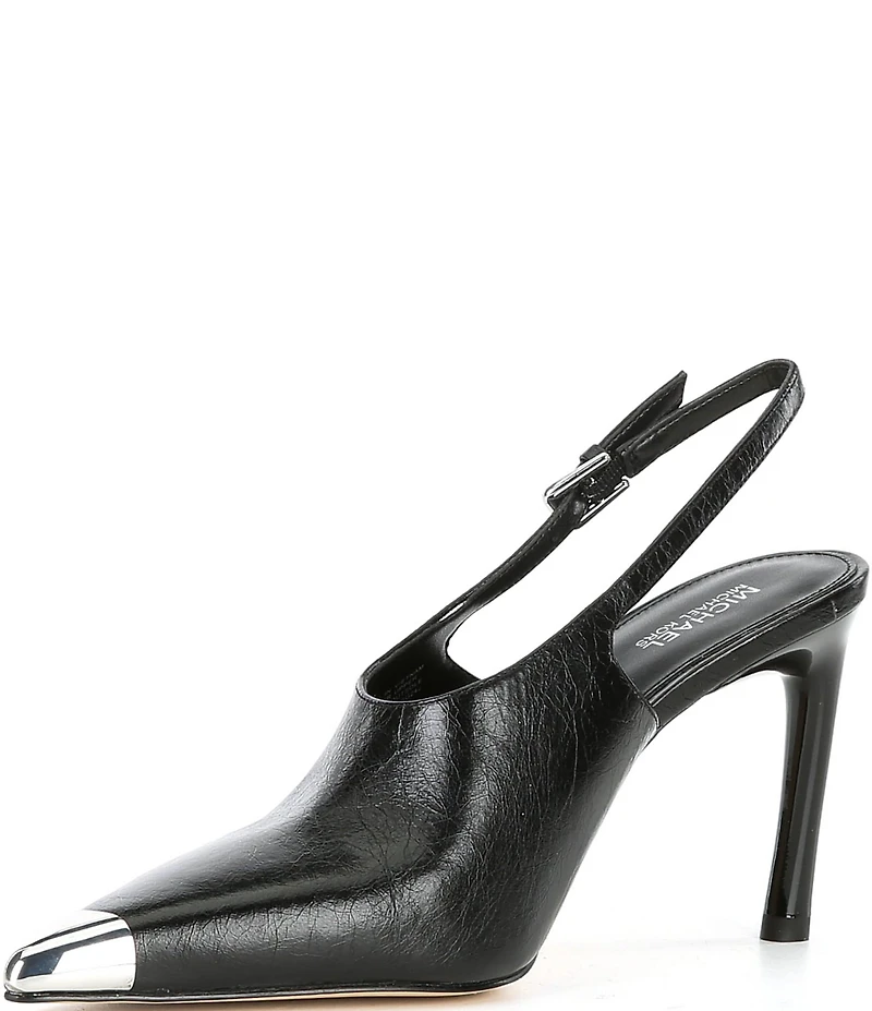 Michael Kors Kasia Crushed Leather Cap Toe Slingback Pumps