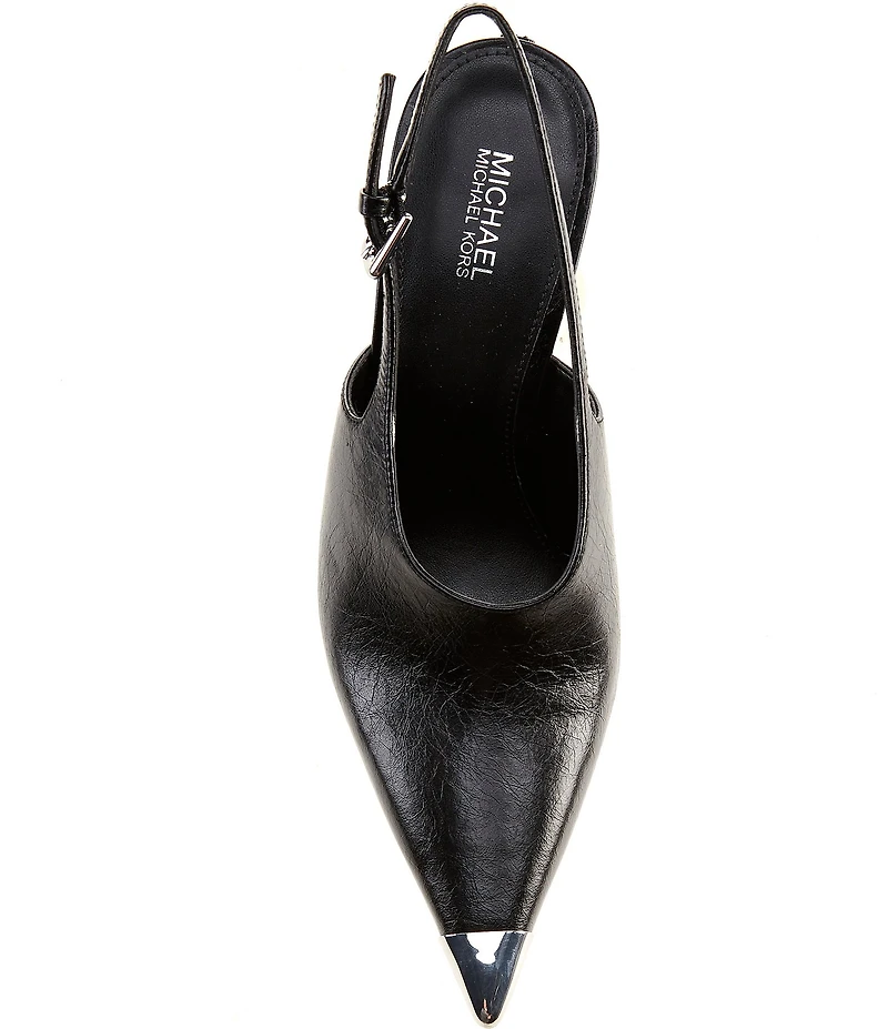 Michael Kors Kasia Crushed Leather Cap Toe Slingback Pumps