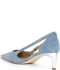 Michael Kors Kasia Mid Washed Denim Pointed Cap Toe Pumps