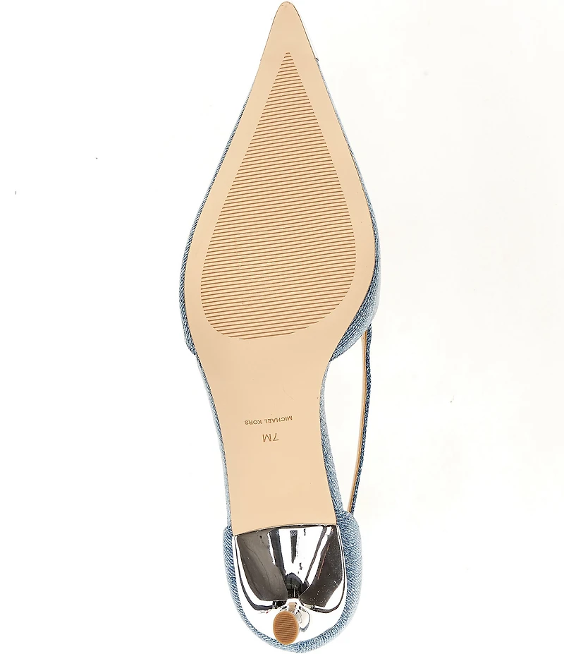 Michael Kors Kasia Mid Washed Denim Pointed Cap Toe Pumps