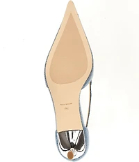 Michael Kors Kasia Mid Washed Denim Pointed Cap Toe Pumps