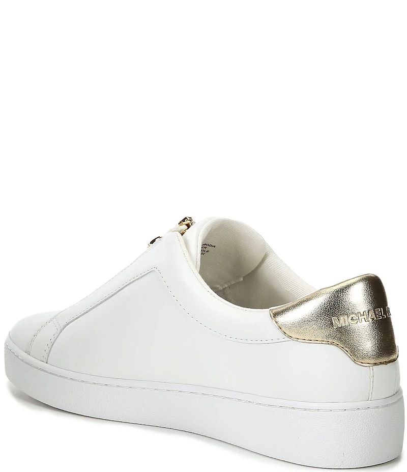 Michael Kors Keaton Leather MK Logo Detail Zipper Sneakers