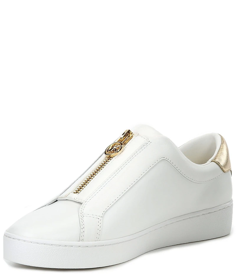 Michael Kors Keaton Leather MK Logo Detail Zipper Sneakers