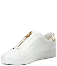 Michael Kors Keaton Leather MK Logo Detail Zipper Sneakers