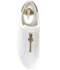 Michael Kors Keaton Leather MK Logo Detail Zipper Sneakers