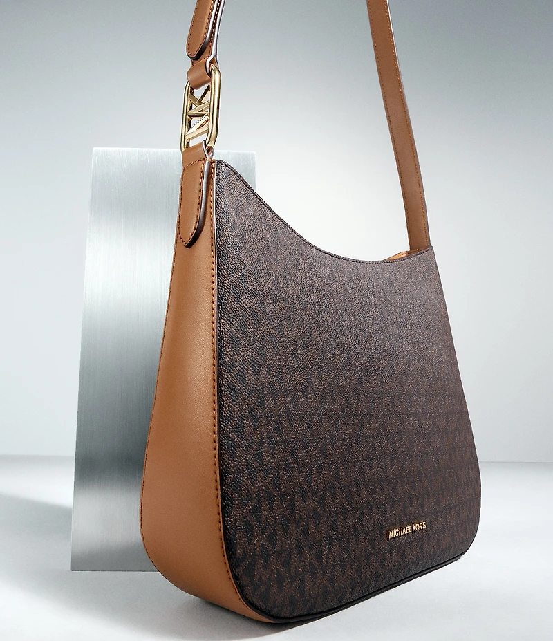Michael Kors Kensington MK Signature Contrast Trim Large Crossbody Bag