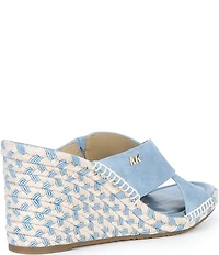 Michael Kors Kenzie Suede Banded Patterned Espadrille Wedge Sandals