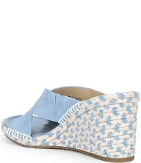 Michael Kors Kenzie Suede Banded Patterned Espadrille Wedge Sandals
