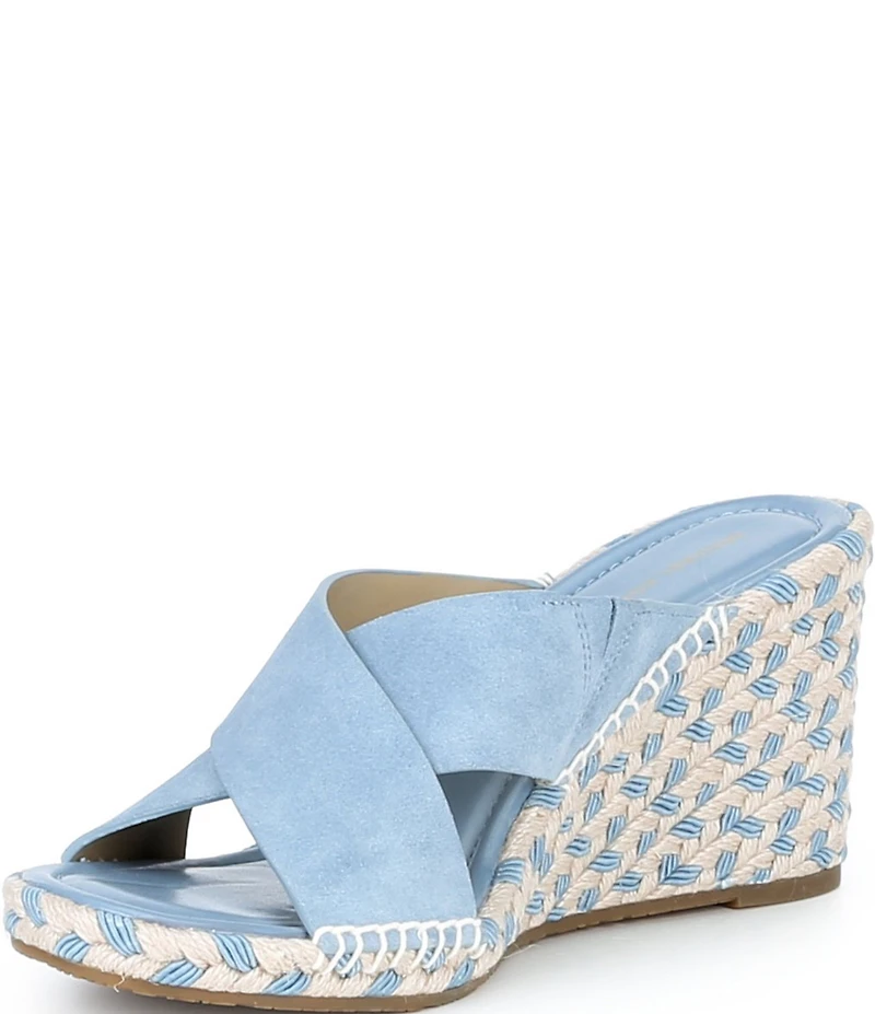 Michael Kors Kenzie Suede Banded Patterned Espadrille Wedge Sandals