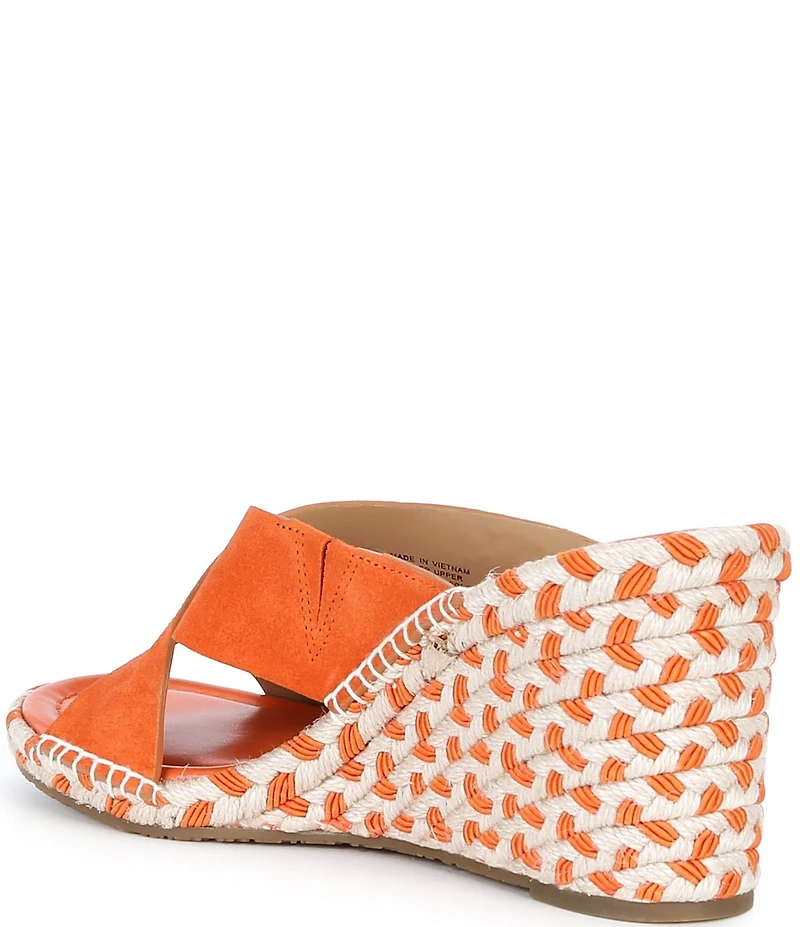 Michael Kors Kenzie Suede Banded Patterned Espadrille Wedge Sandals