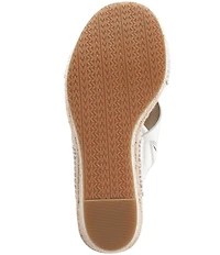 Michael Kors Kenzie Metallic Leather Espadrille Slide Wedge Sandals